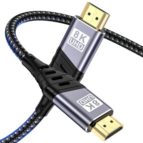 YUETUOL Cable HDMI 3Metro, 8K Cable HDMI 2.1 48Gbps Trenzado Alta Velocidad 8K@60Hz, 4K@120Hz 7680P eARC HDCP 2.2 y 2.3 DTS:X dinámico Dolby HDR, Compatible con PS5 X-BOX HDTV Monitor