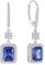 FJ Quadrat Prinzessschliff Hängend Ohrringe Damen 925 Sterling Silber Solitaire Halo Tansanit Ohrringe Dezember Geburtsstein Schmuck Geschenke für Frauen
