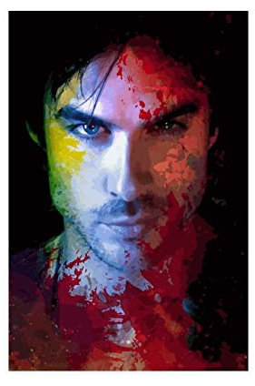 SinBii The Vampire Diaries Ian Joseph Somerhalder 1 (1) Leinwand-Poster, Wandkunst, Dekordruck, Bild Gemälde für Wohnzimmer, Schlafzimmer, Dekoration, ungerahmt, 30 x 45 cm
