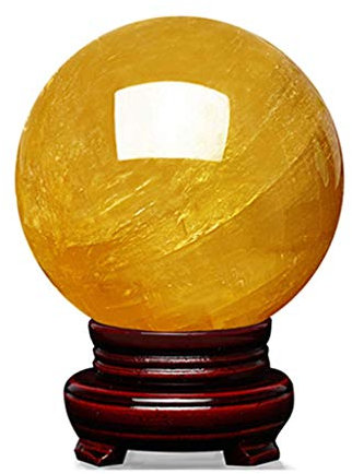 Feng Shui-Ornamente Kristallkugel/Fotografiekugel Gelb-Weiß-Kristallkugel Glaskugel mit Basishalterung Kugel Auspicious Transfer Open Light Ball für Fotografie-Dekoration (B 10CM)
