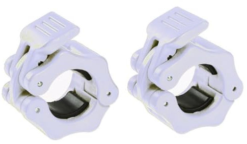 GW Tech Langhantel-Klemmen, 2,5 cm, Übungshalsbänder, 2,5 cm, Schnellspanner, 1 Paar Verschlussklammern für Workout, Gewichtheben, Fitnesstraining (weiß)
