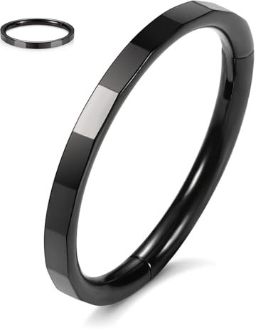 AROWRO 16G Nasenring Hoop Septumschmuck Con Daith Tragus Helix Rook Piercing Schmuck Knorpel Conch Helix Ohrring Septumring Knorpel Conch Hoop Ohrring 316L Chirurgenstahl Septum Clicker Schwarz 10mm