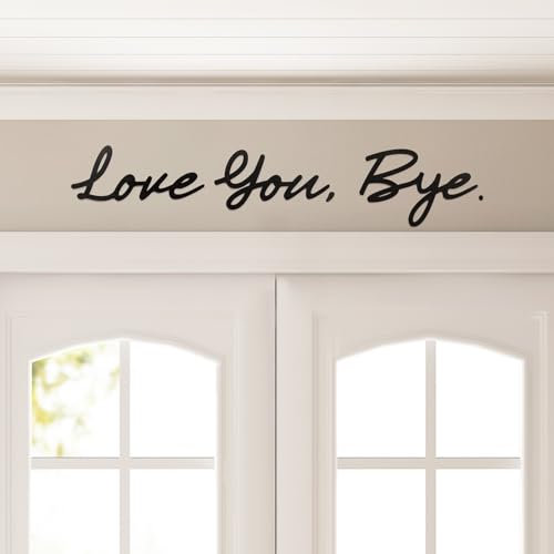Love You Bye Wood Above Door Signs, 5mm Ply Wood Hallway Decor, Black Wall Art Love Letters Sign for Home Comes with Double Sided Sticky Dots