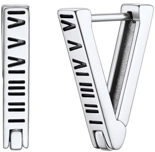 FOCALOOK Ohrringe mit römischen Ziffern Edelstahl Ohrringe Damen Creolen Dreieck Ohrringe Creolen Mittelgroß Vintage Ohrringe Weihnachtsohrringe Geometrische Creolen Schmuck