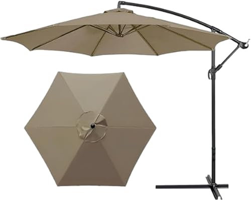 HonunGron Rechange Toile De Parasol De Jardin (2m/2.7m/3.0m) Dessus De Parapluie De Remplacement pour 6 Bras/8 Bras,Toile de Rechange pour Parasol, Anti-UV (8 ribs-3m(9.8ft),Taupe)