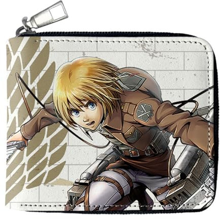 RYNDEX Attack On Ti-tan Portmonee Anime, Reißverschluss Portmonee Leder, Organizer Geldbörsen Geschenk für Kinder & Teenager(Color:Black 4)