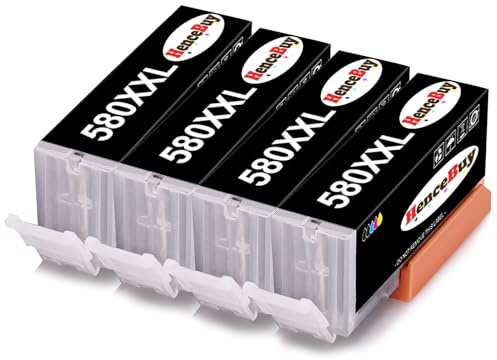 HenceBuy PGI-580XXL Schwarz Patronen Ersatz für Canon 580 PGBK XXL Druckerpatronen für Canon Pixma TR8550 TS6250 TS6150 TS9550 TR7550 TS8250 TR8500 TS6151 TS8251 TS8150 TS6251 TR7500 (4er Pack)