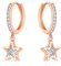 Josfeva 925 Sterling Silver Hanging Earrings for Women Girls, Huggie Hoop Earring with Pendant Cubic Zirconia Star Hypoallergenic Earrings, Rose Gold Dangle Dangling Earrings, Jewellery Gift for Women