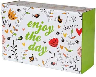 Paxit - Faltkarton mit Aufdruck Frühling, 10 Stück Set, Geschenkkarton Hochwertiger Karton, Versandkarton Faltschachtel, Kartons Versand, Verpackungskartons, Karton Box - 375x245x140 mm