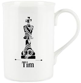 Purely Home Custom Black King Mug - Personalised Board Game Gift/Present - Chess Bone China Coffee/Tea Mug