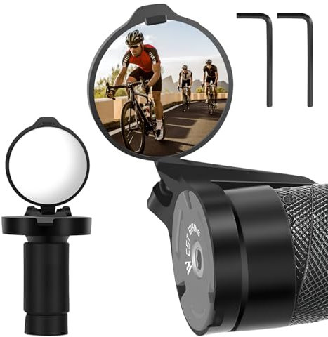 2 Stück Schwarz Fahrradspiegel, HD 360° Drehbar Fahrrad Rückspiegel, Fahrradspiegel Klappbar für Lenker 16-22 mm, Fahrrad Spiegel Einfache Installation, für Falträder, Rennräder, Mountainbikes