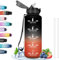 Botella 1.5 Litros, Gimnasio con Pajita, Marca de Tiempo, Botella Agua Motivacional, Botella Plastico, a Prueba de Fugas, Botella de Agua para Gimnasio, Bicicleta, Yoga