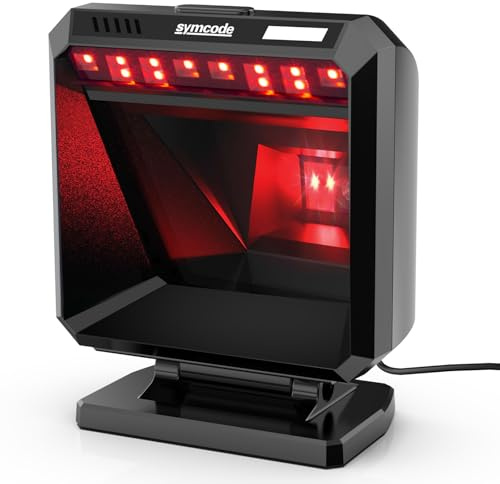 Symcode Automatic Omnidirectional Desktop 2D QR Barcode Scanner, Hands-Free USB Wired Barcode Reader, 1D 2D Bar Code Image Sensing for Warehouse, Supermarket, Retail Store, Bookstore