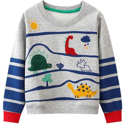 Dinopjs Kinder Jungen Pullover Sweatshirt Süß Langarm Baumwolle Dinosaurier Cartoon Jurassic Planeten Winter & Frühling Weihnachten Warm Oberteile 2-7 Jahre