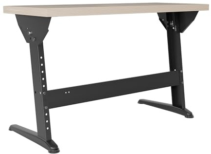 KESSLER PRO Werkbank Höhenverstellbar, Stahl, Sperrholz Schwarz 1180x490 mm | 40 mm Pappel-Sperrholz, Metallrahmen, Heimwerker, Garage, Neigungsverstellbar, Montagezubehör