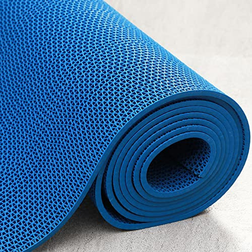 Tapis de sol en PVC antidérapant et hydrophobe pour piscine, salle de bain, garage, 0,9 x 3 m, bleu