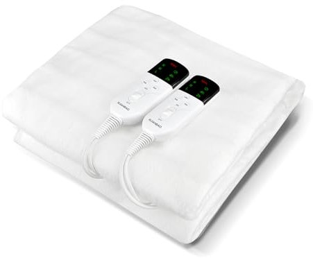 LEEVOT Scaldaletto Matrimoniale 160 x 140 cm, 3 Temperature Regolabili Coperta Elettrica, Antimite, Lavabile, Spegnimento Automatico, 2 Controller, Timer Programmabile