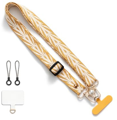 CHUQING Schlüsselband Gelb Universal Handykette Handyband zum Umhängen Crossbody Strap Phone Lanyard Handy Perlenkette
