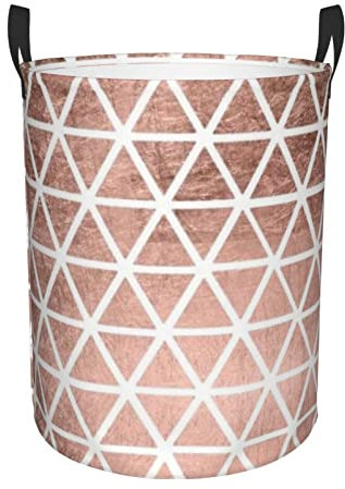 WKSGDSG Round Laundry Basket, Waterproof Oxford Fabric Storage Bin For Clothes Toys Books, Rose Gold Laundry Hamper With Handles & Pe Support Rim, Collapsible Basket For Home, Bathroom