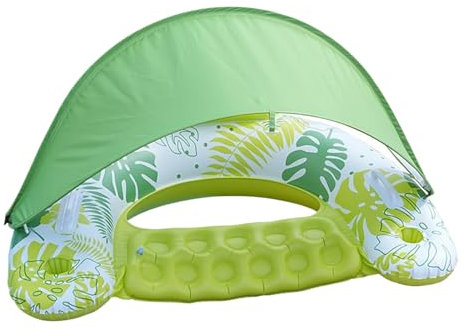 Rrlihjgu Pool Floats Für Erwachsene - Aufblasbare Schwimminseln Mit Sonnenbaldachin | Mit Getränkehalter Und Ergonomischer Schwimminsel Als Wasserliege Für Damen Herren Im Sommer Am Fluss See
