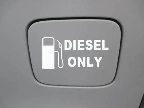 Diesel Only Fuel Sticker – Car Fuel Tank Cap Warning Decal – Vinyl Label for Cars, Vans, Trucks, Windows & Bumpers(White)