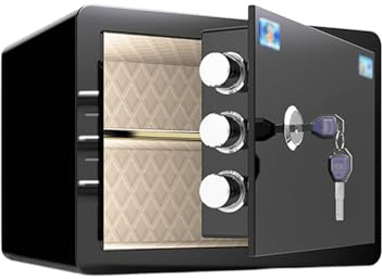 Feuerfester Safe für Zuhause mit Schlüssel, Ganzstahltresor, verdickte Tür, solider Bolzen, High-End-Innenraum, große Kapazität, Sicherheitsbox für Zuhause, Büro, Hotel