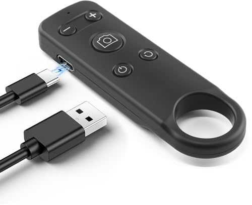 Kameraselbstauslöser Fernauslöser Handy USB Wiederaufladbarer Fernauslöser | Bluetooth Fernbedienung für iPhone Video Fotoaufnahmen Zoomen Objektivwechsel 15m Reichweite Kompatibel iOS und Android