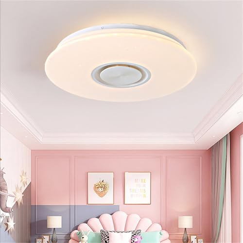 hxoity Plafonnier Musical Pour Salle De Bain 36 Cm IP65 Étanche Changement De Couleur Haut-parleur Bluetooth Plafonnier Contrôle Via Application Smartphone Pour Cuisine Et Salon(24W)