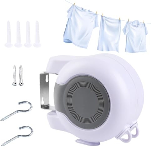 Tendedero retráctil para Interiores, Suministros de jardín portátil retráctil de 42 pies, línea de Secado de Ropa, para Camping, Crucero, Ducha, Patio, balcón, Techo, Patio, sombrilla de