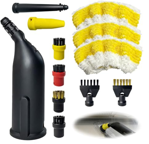 12 Pezzi Accessori per Kärcher Pulitore a Vapore SC1 SC2 SC3 SC4 SC5, Set di Ricambio per Kärcher Pulitore a Vapore con Spazzola Rotonda Spazzola Piatta Ugello Curvo Rivestimento per Panno Di Pulizia