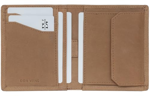 DON VANE Elite Compact - Echt Leder Geldbörse Herren klein – Slim Wallet mit Münzfach, Zugband für schnellen Zugriff, Portemonnaie Geldbeutel, RFID Schutz, trägt Nicht auf (Hunter Braun)