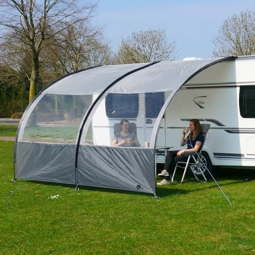 your GEAR Riviera - Vorzelt Vordach für Wohnwagen & Wohnmobil in 4 Größen mit 2m 2,5m 3m 3,5m Breite und 260 cm Tiefe. Sonnendach mit UV 50+, Panoramafenstern, 3000mm Wassersäule (2,5m Grau)