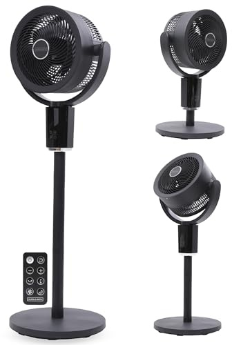Olsen & Smith Pedestal & Desktop Tabletop Air Circulator Fan - Portable Quiet Oscillating Floor Standing Upright Electric Air Circulating Fans for Bedroom Office Table Desk Living Room, Remote Control