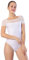 Aoylisey Damen Spitze Kurzarm Ballett Tanztrikot Einteiler Bodysuit 0315 - Weiß - X-Large