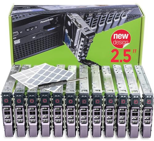 WorkDone 12er-Pack 2,5 Zoll Laufwerk Caddy - Kompatibel für Dell PowerEdge Servern - T440 T640 R430 T430 R630 T630 R730 R830 R930 T620 R720 Aufkleber - Handbuch - Zusätzliche Schrauben