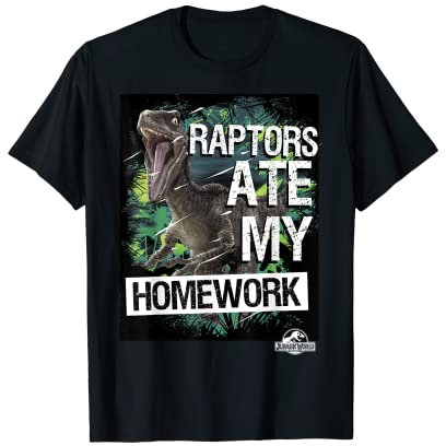 Jurassic World Raptors Ate My Homework T-Shirt