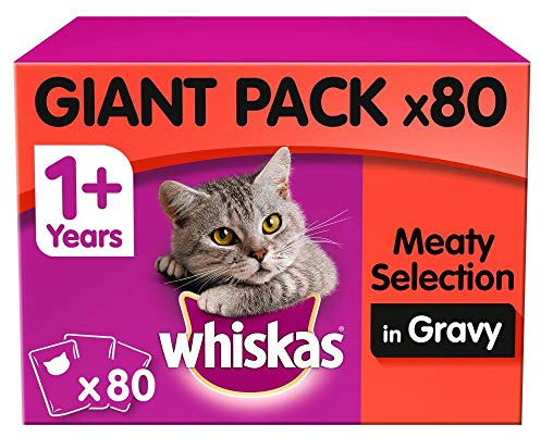 whiskas 1 Plus Cat Pouches Meat Selection in Gravy Giant Pack, Chicken, 0.1 kg