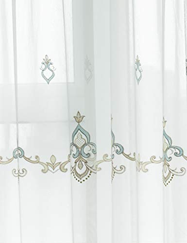 Lactraum Gardine DIY Stoff zum Nähen und Dekorieren Wohnzimmer Transparent Weiß mit Ösen Vintage Klassische Stickerei Voile Meterware H 280cm