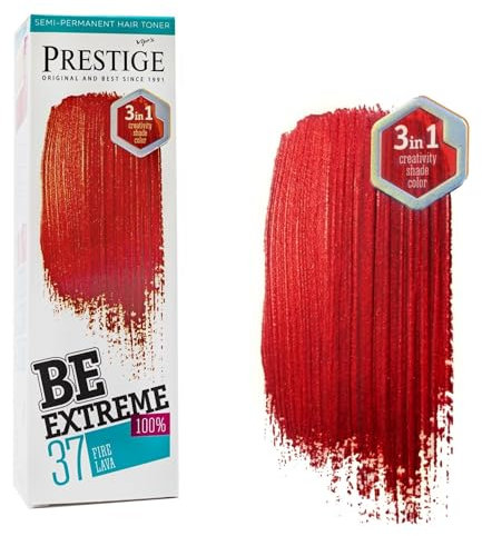 Vip's Prestige Be Extreme | Semipermanenter Haartonisierer 37 Feuerlavas | Reines Pigment | Verleiht gefärbten oder grauen Haaren Farbe | Temporäres Ergebnis | Ammoniakfrei, Parabenfrei, PPD-frei