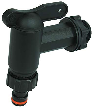 GASMIS Auslaufhahn für Regentonne, Kunststoff Ersatz-Hahn, Wasserhahn für Regenwassertonne, Regenfass, Wassertonnen - mit Dichtung, Kontermutter und Hahnanschluss, 3/4 26,44mm, Schwarz/Blau, 5 Stück