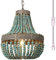 Newrays Holzperlen-Kronleuchter-Anhänger Blue Finishing Bohemian Boho Beachy Deckenleuchte Leuchten, Plug-in