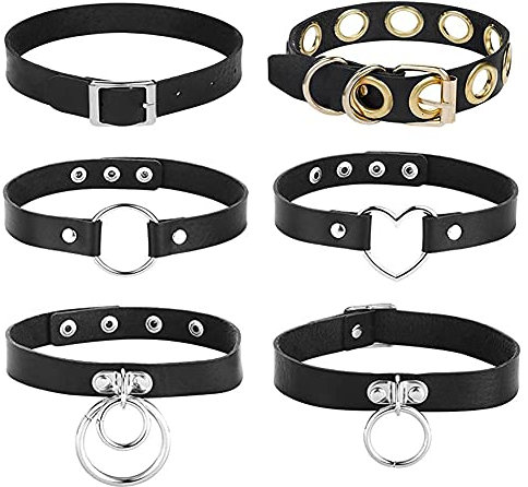 NOCHME Leder Choker Halsband Kette für Damen Männer, Pu Verstellbare Vintage Gothic Punk Goth Rock Halskette Set, Hals Choker Ketten Halsbänder Für Frauen Männer Mädchen Schwarz