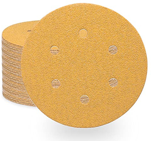 150mm Sanding Discs 6 Hole Hook and Loop Pads,Each 6 x Grain 60/80/100/120/180/240/320/400/600/800 Total 60 Pieces Mix Set for Random Orbital Sander-STEBRUAM