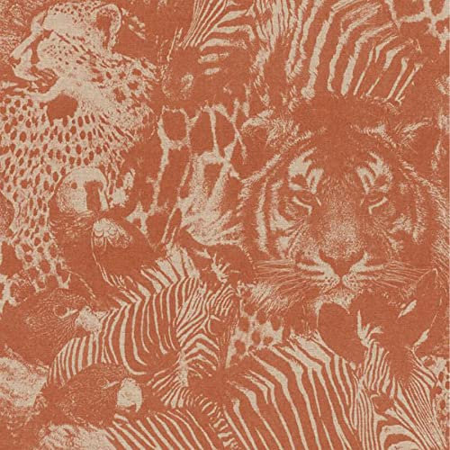 Rasch UK Paste The Wall Textured Exotic Animal Print Orange Wallpaper