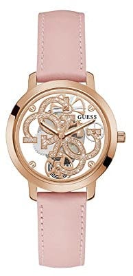 GUESS Women's Analogue Quartz Watch with Leather Strap GW0383L2