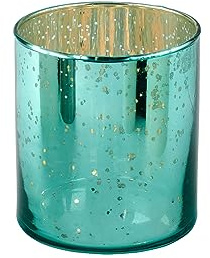 Gift Company Rapsody Windlicht, Teelichthalter, Kerzenhalter, Glas, Neon Aqua, H 9 cm, 1097201090