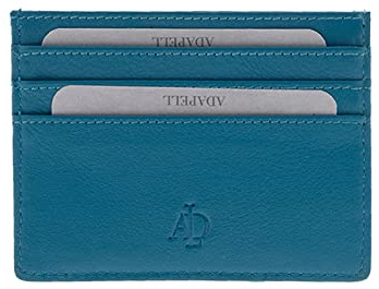 Adapell Porta carte di credito in pelle - Porta carte di credito piccolo - Porta carte in vera pelle - Porta carte unisex - Capacità fino a 8 carte, blu, Talla única