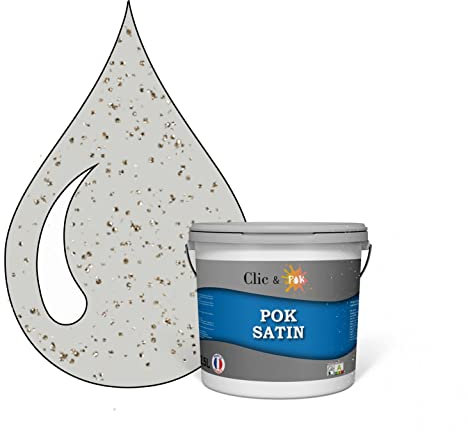 POK PAILLETTE : Peinture de Finition Acrylique Effet Pailleté Murs Intérieurs - Galet Gris 25m² - 2,5L