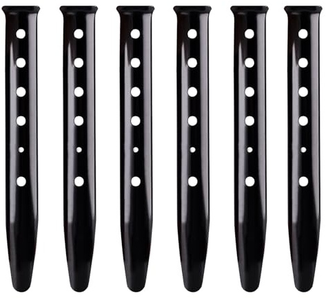 Azarxis Sand Tent Pegs Snow Tent Stakes U-Shaped Camping Peg for Sand Heavy Duty Aluminum Alloy Ground Stake Lightweight Metal Tent Nails 6 Pcs for Picnic Beach Outdoor Camping (Black)