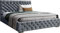 WFL GROUP Samtstoff Polsterbett Doppelbett 140x200 160x200 180x200 cm Bettgestell Mit Bettkasten Lattenrost und Gestepptes Kopfteil - Hydrophobe Stoff - Chesterfield-Stil - Grau - 180 x 200 cm